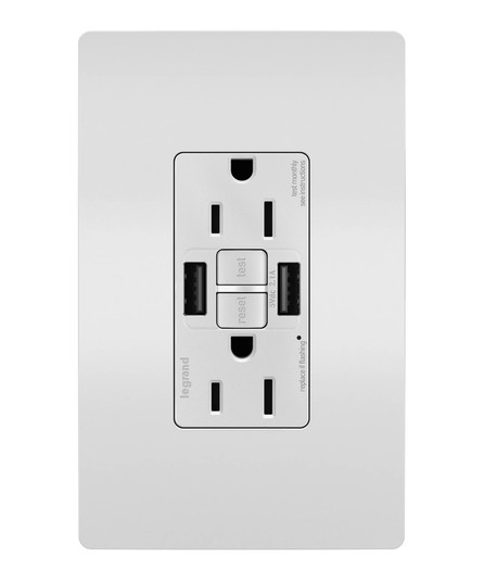radiant Tamper-Resistant 15A Duplex Self-Test GFCI Receptacles with SafeLock Protection, USB Type A/A in White (246|1597TRUSBAAW)