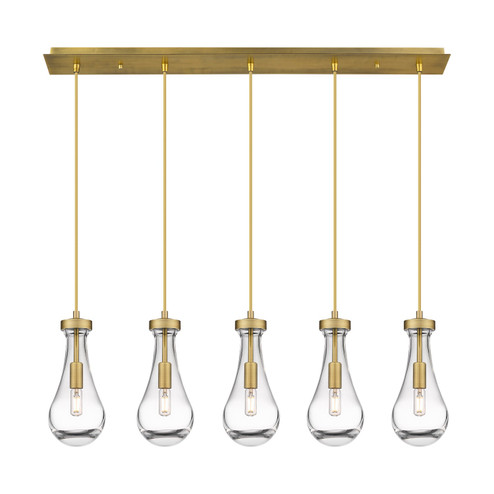 Downtown Urban LED Linear Pendant in Brushed Brass (405|125-451-1P-BB-G451-5CL)