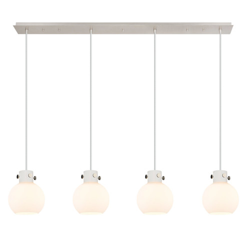 Newton Three Light Linear Pendant in Polished Nickel (405|124-410-1PS-PN-G410-8WH)