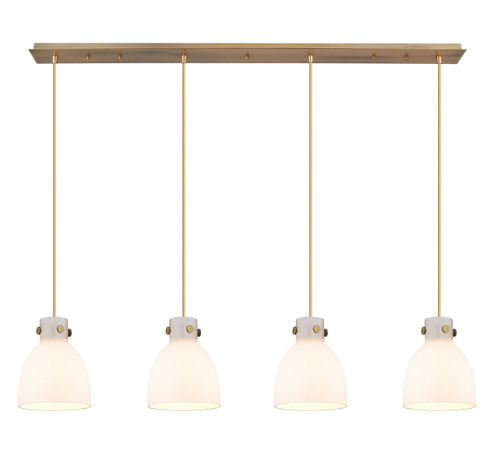 Downtown Urban Three Light Linear Pendant in Brushed Brass (405|124-410-1PS-BB-G412-8WH)