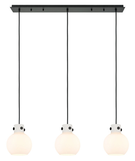 Newton Nine Light Linear Pendant in Matte Black (405|123-410-1PS-BK-G410-8WH)