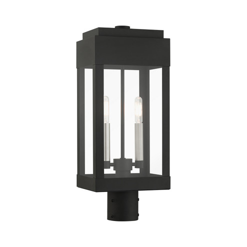 York Two Light Outdoor Post Top Lantern in Black w/ Brushed Nickels (107|21236-04)