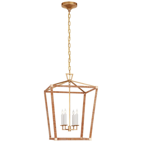 Darlana Wrapped LED Lantern in Polished Nickel and Natural Rattan (268|CHC 5877PN/NRT)