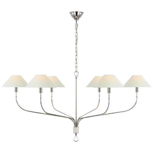 Griffin LED Chandelier in Polished Nickel and Parchment Leather (268|AL 5005PN/PAR-L)