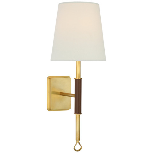 Griffin LED Wall Sconce in Hand-Rubbed Antique Brass and Saddle Leather (268|AL 2005HAB/SDL-L)
