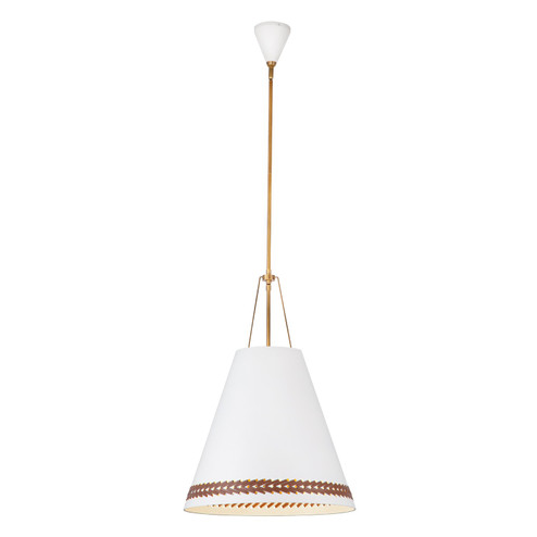 Brickell Three Light Pendant in Matte White/Hazelnut Leather (452|PD342020MWHL)