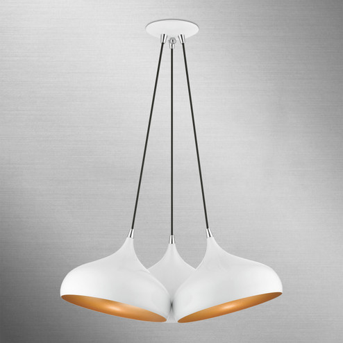 Amador Three Light Pendant in Shiny White w/ Polished Chromes (107|41053-69)