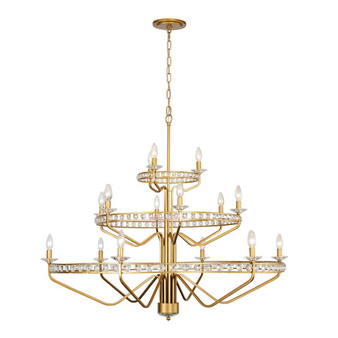 Monroe 15 Light Chandelier in Antique Gold (137|363C15AG)