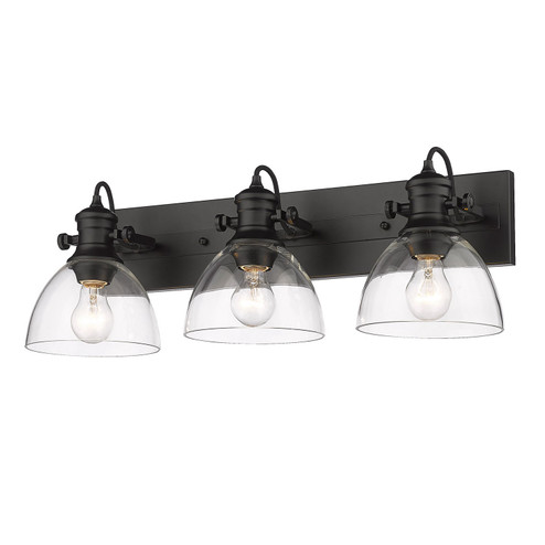 Hines Three Light Bath Vanity in Matte Black (62|3118-BA3 BLK-CLR)