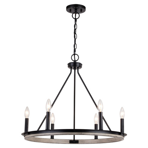 Russel Six Light Chandelier in Matte Black and Weathered Gray (63|H0274)
