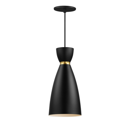 Carillon One Light Mini Pendant in Black / Satin Brass (16|11301BKSBR)