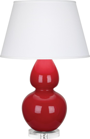 Double Gourd One Light Table Lamp in Ruby Red Glazed Ceramic w/Lucite (165|RR23X)