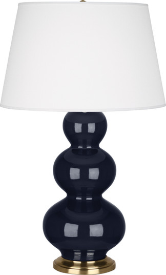 Triple Gourd One Light Table Lamp in Midnight Blue Glazed Ceramic w/Antique Brass (165|MB40X)