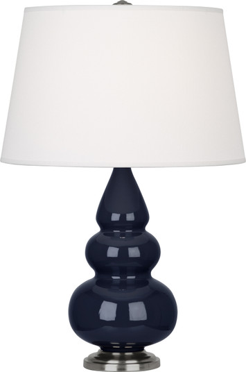 Small Triple Gourd One Light Accent Lamp in Midnight Blue Glazed Ceramic w/Antique Silver (165|MB32X)