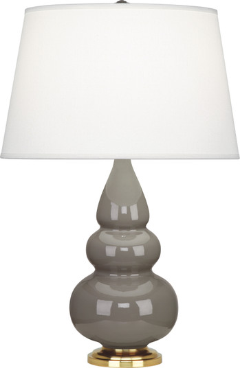 Small Triple Gourd One Light Accent Lamp in Smoky Taupe Glazed Ceramic w/Antique Natural Brass (165|249X)