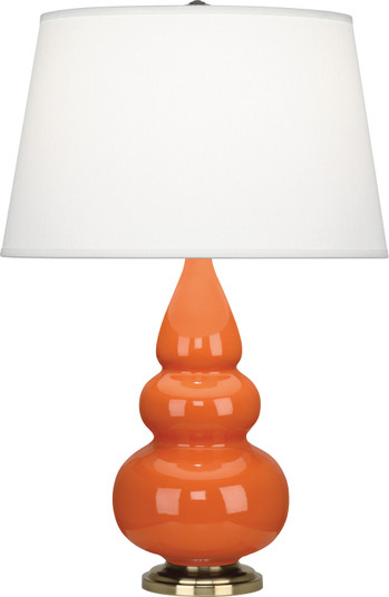 Small Triple Gourd One Light Accent Lamp in Pumpkin Glazed Ceramic w/Antique Natural Brass (165|242X)