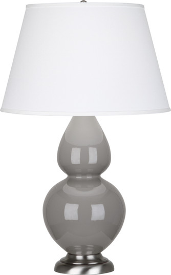 Double Gourd One Light Table Lamp in Smokey Taupe Glazed Ceramic w/Antique Silvered (165|1750X) Double Gourd One Light Table Lamp in Smokey Taupe Glazed Ceramic w/Antique Silvered (165|1750X)