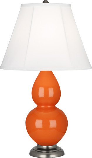 Small Double Gourd One Light Accent Lamp in Pumpkin Glazed Ceramic w/Antique Silver (165|1695)