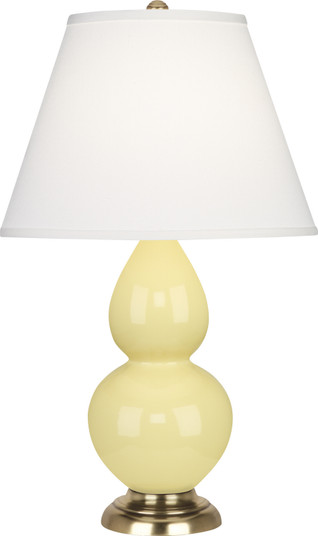Small Double Gourd One Light Accent Lamp in Butter Glazed Ceramic w/Antique Natural Brass (165|1614X)