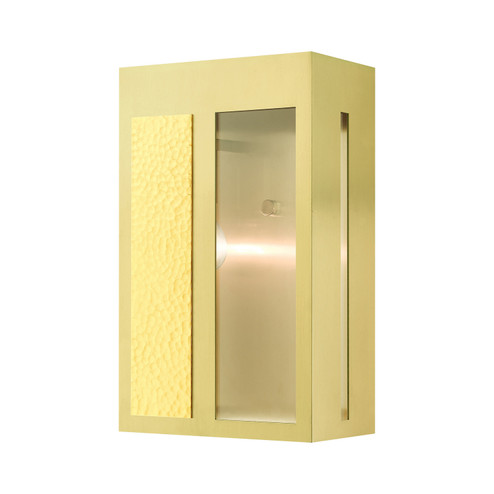 Lafayette One Light Outdoor Wall Lantern in Satin Brass w/ Hammered Polished Brass Panels (107|27413-12)