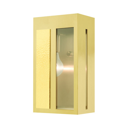 Lafayette One Light Outdoor Wall Lantern in Satin Brass w/ Hammered Polished Brass Panels (107|27412-12)
