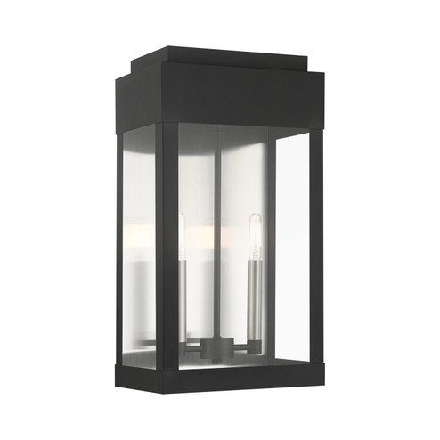 York Two Light Outdoor Wall Lantern in Black w/ Brushed Nickels w/ Brushed Nickel Stainless Steel (107|21238-04)