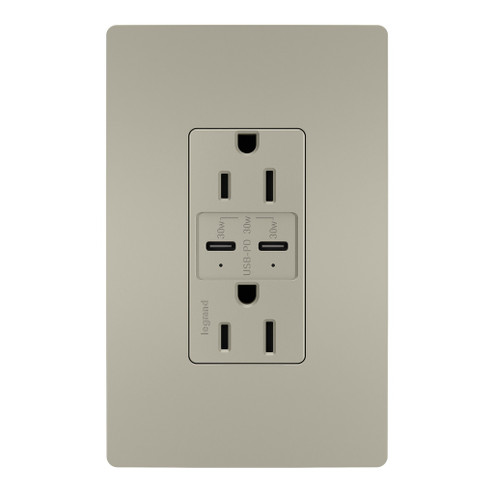 radiant 15A Tamper Resistant Ultra Fast PLUS Power Delivery USB Type C/C Outlet in Nickel (246|R26USBPDNICC6)