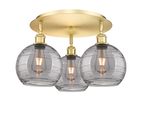 Ballston Three Light Flush Mount in Satin Gold (405|516-3C-SG-G1213-8SM)