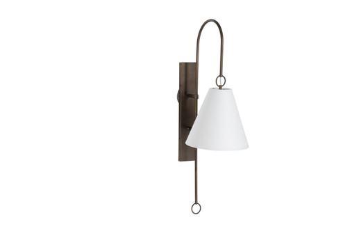 Anniston One Light Wall Sconce in Rubbed Bronze|Feather White Linen (550|SCH-175055)