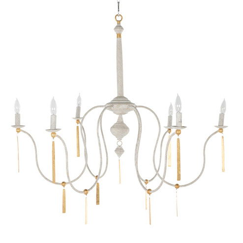 Tracy Six Light Chandelier in Textured White|Vintage Gold (550|SCH-170075)