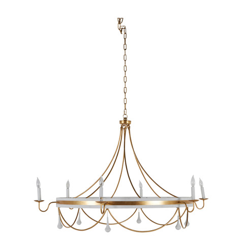 Jean Six Light Chandelier in Vintage Gold|Plaster White (550|SCH-169000)