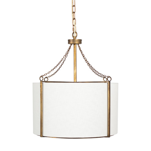 Ivan Three Light Pendant in Antique Gold|White Linen|White Acrylic Diffuser (550|SCH-158360)