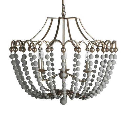 Peggy Six Light Chandelier in Champagne Silver|Dove White (550|SCH-157015)