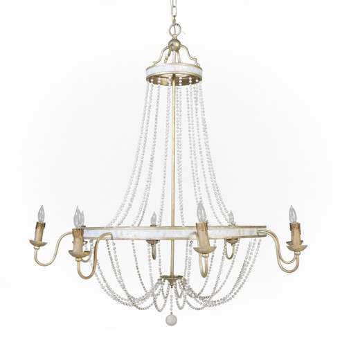 Corinna Eight Light Chandelier in Champagne Silver|Antique White (550|SCH-153135)