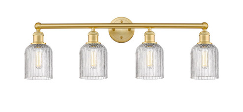 Edison Four Light Bath Vanity in Satin Gold (405|616-4W-SG-G559-5CL)