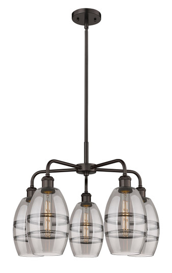 Downtown Urban Five Light Chandelier in Oil Rubbed Bronze (405|516-5CR-OB-G557-6SM)