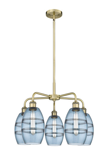 Downtown Urban Five Light Chandelier in Antique Brass (405|516-5CR-AB-G557-6BL)