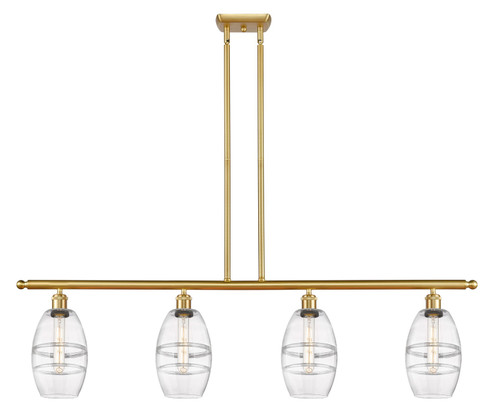 Ballston Four Light Island Pendant in Satin Gold (405|516-4I-SG-G557-6CL)