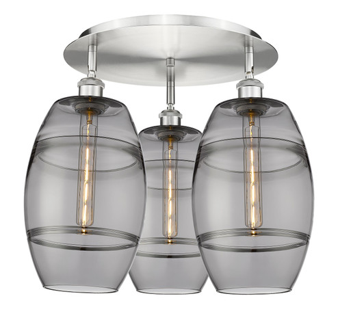 Ballston Three Light Flush Mount in Satin Gold (405|516-3C-SG-G557-8BL)