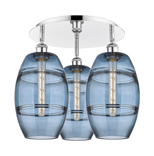 Ballston Three Light Flush Mount in Polished Chrome (405|516-3C-PC-G557-8BL)