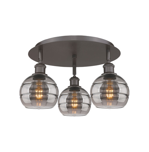 Ballston Three Light Flush Mount in Oil Rubbed Bronze (405|516-3C-OB-G556-6SM)