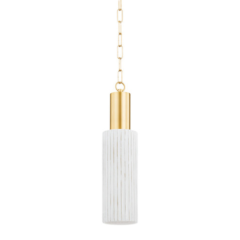 Corissa One Light Pendant in Aged Brass/ Ceramic Whitewash Bisque (428|H830701-AGB/CWB)