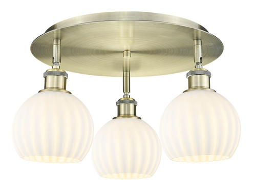 Downtown Urban LED Flush Mount in Antique Brass (405|516-3C-AB-G1217-6WV)