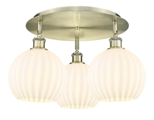 Ballston LED Flush Mount in Antique Brass (405|516-3C-AB-G1217-8WV)