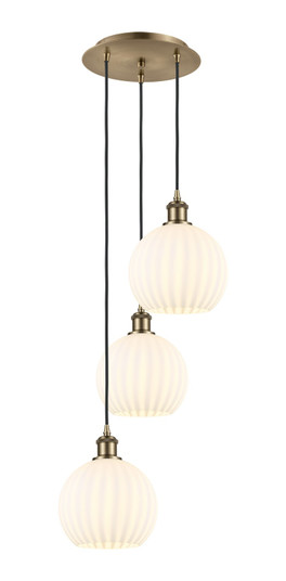 Ballston LED Pendant in Antique Brass (405|113B-3P-AB-G1217-8WV)