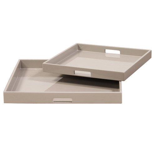 Lacquer Square Wood Tray Tray Set in Glossy Taupe (204|83025)