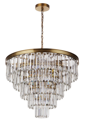 Art Deco 13 Light Chandelier in Aged Brass (90|301342)