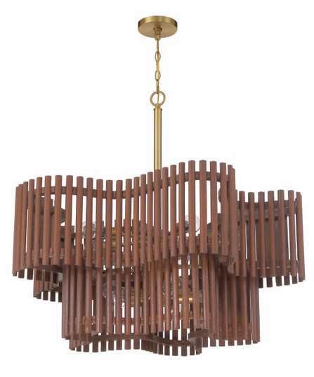 Freeform Ten Light Chandelier in Satin Brass/Walnut (46|58410-SBWAL)