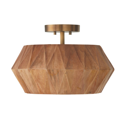 Nadeau One Light Semi Flush Mount in Light Wood and Patinaed Brass (65|251011LW)