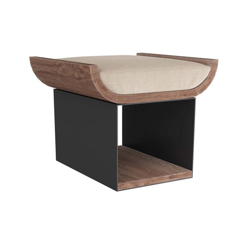 Bookstack Stool in Natural Linen/Whitewash Wood/Gunmetal Iron (314|GDFOI01)